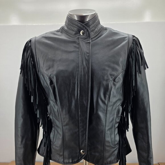 Vintage Harley Davidson Leather Biker Jacket Womens M Fringe Concho USA Made - Picture 12 of 15